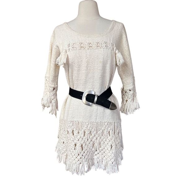 Vintage Tops - Ultra Rare Vintage 1960s Bazaar by Xavier de la Torre Cotton Fringe Tunic